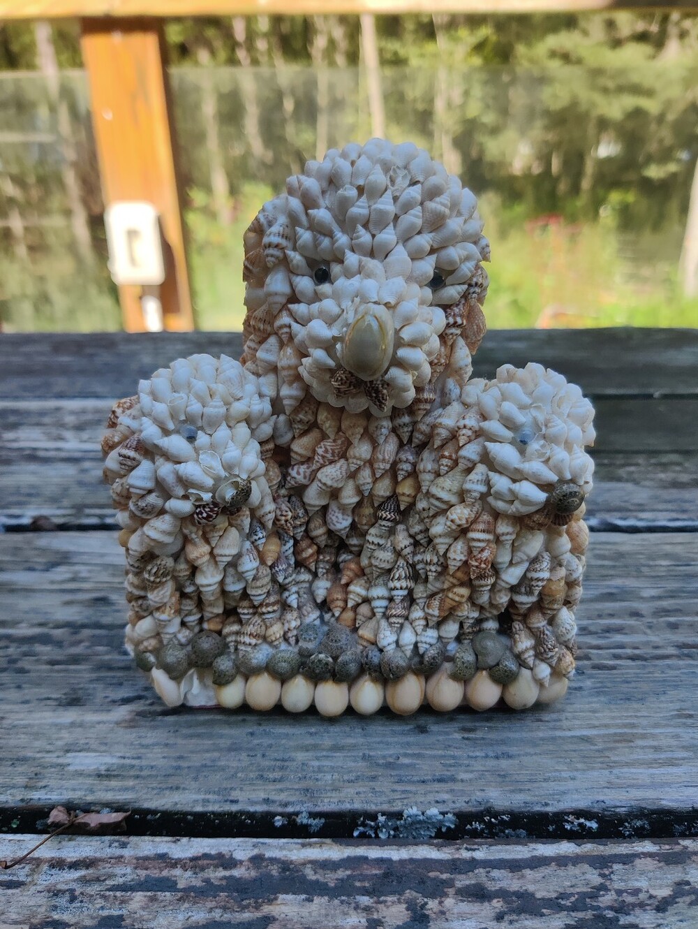 70s Seashell Dog & Puppies Figurine Old English Sheepdog Long Hair 6" Beach
